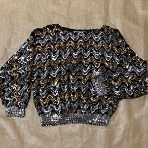SEQUINED VINTAGE PULLOVER TOP